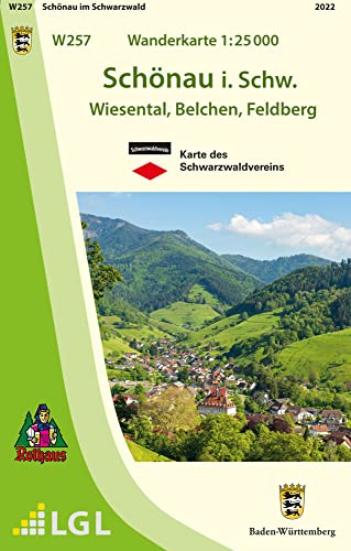 W257 Wanderkarte 1:25 000 Schönau im Schwarzwald: Wiesental, Belchen, Feldberg von LVA Baden-Wrttemberg