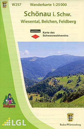 W257 Wanderkarte 1:25 000 Schönau im Schwarzwald: Wiesental, Belchen, Feldberg von LVA Baden-Wrttemberg
