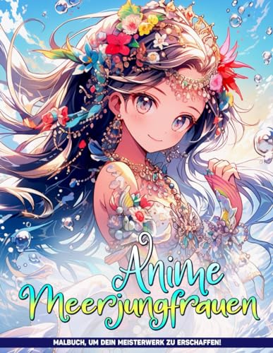 Anime Meerjungfrauen Malbuch: Niedliche Fantasy-Japanische-Meerjungfrauen-Malvorlagen Zum Ausmalen Und Zur Stressbewältigung