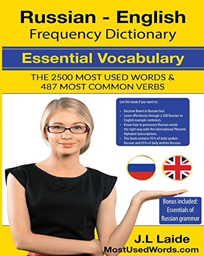 Russian English Frequency Dictionary - Essential Vocabulary: 2500 Most Used Words & 520 Most Common Verbs + Grammar von CreateSpace Independent Publishing Platform
