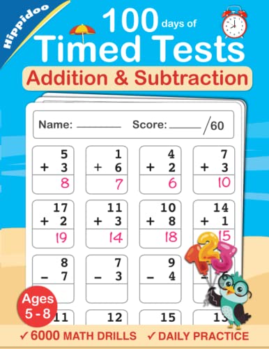 Timed Tests: Addition and Subtraction Math Drills, Practice 100 days of speed drills