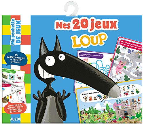Mes 20 jeux avec Loup - Ma pochette de jeux: Avec 10 cartes plastifiées et 1 feutre effaçable
