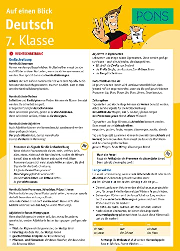 PONS Deutsch 7. Klasse auf einen Blick: Die kompakte Übersicht für das ganze Schuljahr