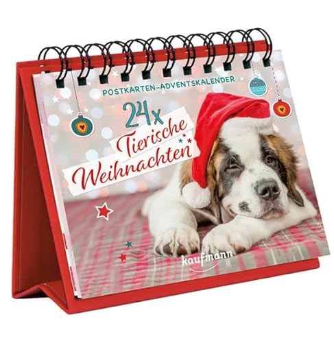 24 x Tierische Weihnachten: Postkarten-Adventskalender (Adventskalender für Erwachsene: Ein Aufstell-Buch)