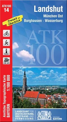 ATK100-14 Landshut (Amtliche Topographische Karte 1:100000): München Ost, Burghausen, Wasserburg: München Ost, Burghausen, Wasserburg. Wander- und ... Topographische Karte 1:100000 Bayern) von Landesamt für Digitalisierung, Breitband und Vermessung, Bayern