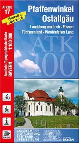 ATK100-17 Pfaffenwinkel, Ostallgäu (Amtliche Topographische Karte 1:100000): Landsberg am Lech, Füssen, Fünfseenland, Werdenfelser Land, Mindelheim, ... Topographische Karte 1:100000 Bayern)