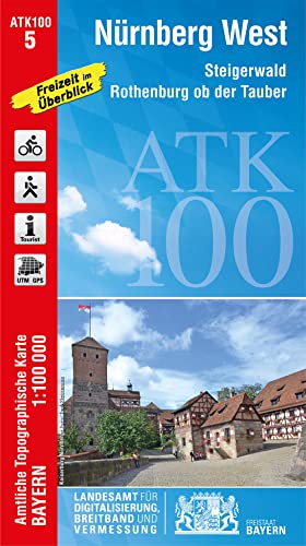 ATK100-5 Nürnberg West (Amtliche Topographische Karte 1:100000): Steigerwald, Rothenburg ob der Tauber, Fürth, Erlangen, Ansbach, Kitzingen, Bamberg, ... Topographische Karte 1:100000 Bayern)