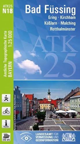 ATK25-N18 Bad Füssing (Amtliche Topographische Karte 1:25000): Ering, Kirchham, Kößlarn, Malching, Rotthalmünster: Ering, Kirchham, Kößlarn, Malching, ... Amtliche Topographische Karte 1:25000 Bayern) von Landesamt für Digitalisierung, Breitband und Vermessung, Bayern