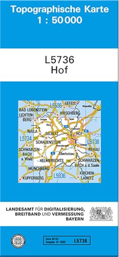 TK50 L5736 Hof: Topographische Karte 1:50000 (TK50 Topographische Karte 1:50000 Bayern) von Landesamt für Digitalisierung, Vermessung Bayern
