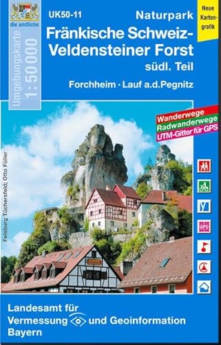 UK50-11 Naturpark Fränkische Schweiz-Veldensteiner Forst, südl.Teil: Forchheim, Lauf a.d.Pegnitz, Veldenstein, Hersbruck, Ebermannstadt, Waischenfeld, ... Karte Freizeitkarte Wanderkarte)