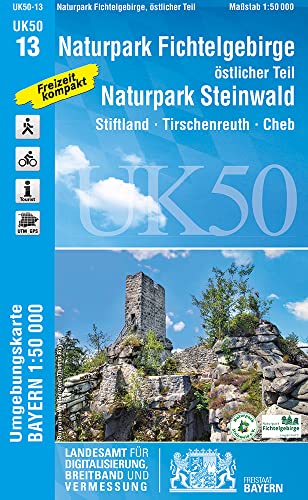 UK50-13 Naturpark Fichtelgebirge, östlicher Teil, Naturpark Steinwald: Stiftland, Tirschenreuth, Cheb, Kirchenlamitz, Waldsassen, Waldersdorf, ... Karte Freizeitkarte Wanderkarte)