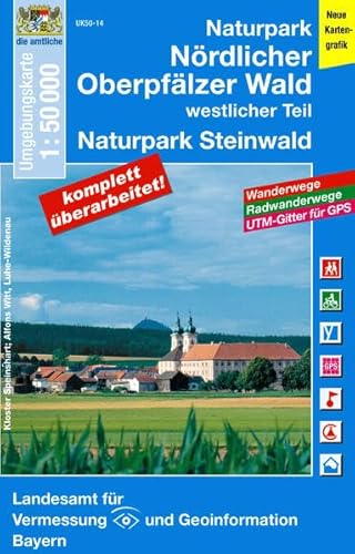 UK50-14 Naturpark Nördlicher Oberpfälzer Wald, westlicher Teil: Naturpark Steinwald, Fichtelgebirge, Stiftland, Marktredwitz, Weiden i.d.Opf., ... Karte Freizeitkarte Wanderkarte)