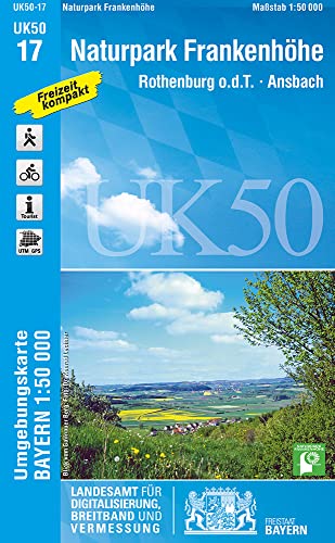 UK50-17 Naturpark Frankenhöhe, Rothenburg o.d.T., Ansbach: Neustadt an der Aisch, Langenzenn, Heilsbronn, Feuchtwangen, Bad Windsheim, Windsbach, ... Karte Freizeitkarte Wanderkarte)