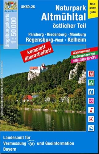 UK50-25 Naturpark Altmühltal, östlicher Teil: Parsberg, Riedenburg, Mainburg, Regensburg-West, Kelheim, Dietfurt, Hemau, Abensberg, Neustadt ... Karte Freizeitkarte Wanderkarte)