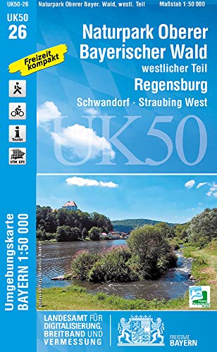 UK50-26 Naturpark Oberer Bayerischer Wald - westlicher Teil: Regensburg, Schwandorf, Straubing West, Nittenau, Neunburg vorm Wald, Roding, Wörth ... Karte Freizeitkarte Wanderkarte)