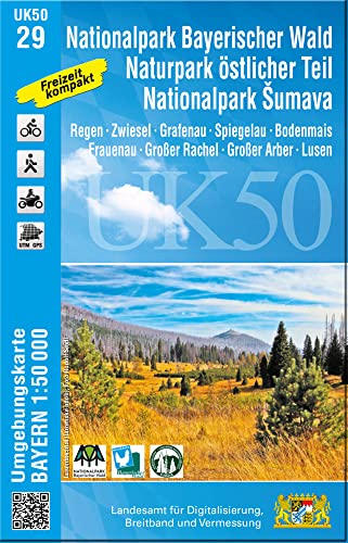 UK50-29 Nationalpark Bayerischer Wald, Naturpark östlicher Teil, Nationalpark Sumava: Regen, Zwiesel, Grafenau, Spiegelau, Bodenmais, Frauenau, Großer ... Karte Freizeitkarte Wanderkarte)