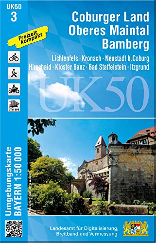 UK50-3 Coburger Land, Oberes Maintal, Bamberg: Lichtenfels, Kronach, Neustadt b.Coburg, Hirschaid, Kloster Banz, Bad Staffelstein, Itzgrund (UK50 ... Karte Freizeitkarte Wanderkarte)