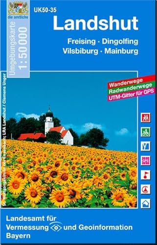 UK50-35 Landshut: Freising, Dingolfing, Vilsbiburg, Mainburg, Moosburg a.d.Isar, Rottenburg a.d.Laaber, Neumarkt-Sankt Veit: Freising, Dingolfing, ... Karte Freizeitkarte Wanderkarte)
