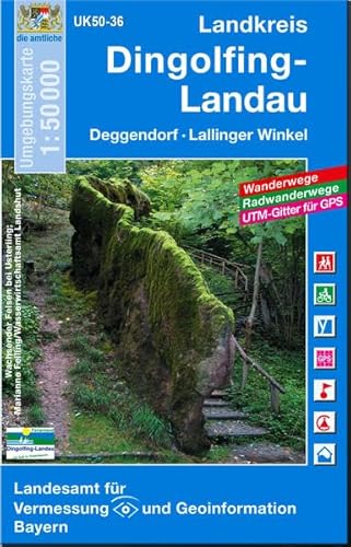 UK50-36 Landkreis Dingolfing-Landau: Deggendorf, Lallinger Winkel, Geiselhöring, Plattling, Osterhofen: Wanderwege, Radwanderwege, UTM-Gitter für GPS ... Karte Freizeitkarte Wanderkarte)