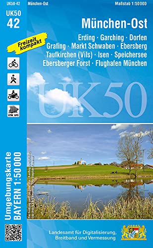 UK50-42 München-Ost, Dorfen, Ebersberg, Erding: Freising, Taufkirchen (Vils), Garching b.München, Markt Schwaben, Grafing b.München, ... Karte Freizeitkarte Wanderkarte)