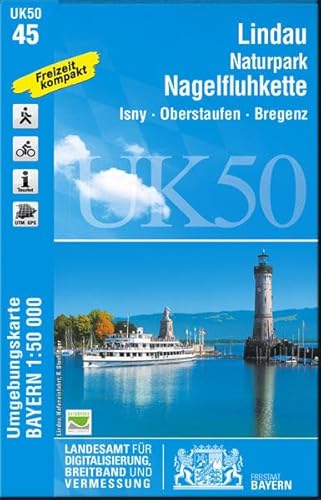 UK50-45 Lindau, Naturpark Nagelfluhkette: Isny, Oberstaufen, Bregenz, Wangen i.Allgäu, Lindenberg i.Allgäu, Immenstadt, Bodensee, Weiler-Simmerberg, ... Karte Freizeitkarte Wanderkarte)