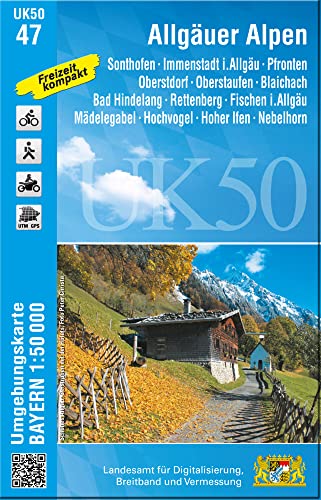 UK50-47 Allgäuer Alpen: Sonthofen, Immenstadt i.Allgäu, Pfronten, Oberstdorf, Oberstaufen, Blaichach, Bad Hindelang, Rettenberg, Fischen i.Allgäu, ... Karte Freizeitkarte Wanderkarte)