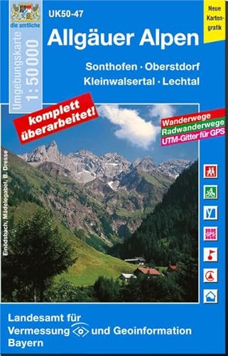 UK50-47 Allgäuer Alpen: Sonthofen, Oberstdorf, Immenstadt i.Allgäu, Oberstaufen, Kleinwalsertal, Lechtal, Pfronten, Naturpark Nagelfluhkette, Warth: ... Karte Freizeitkarte Wanderkarte)