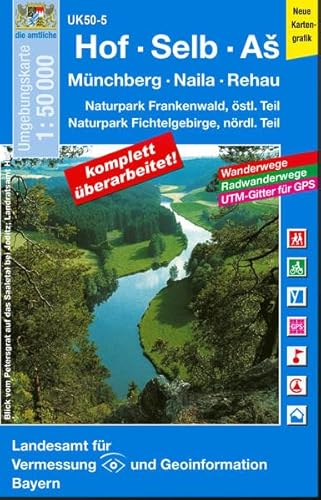 UK50-5 Hof, Selb, As: Münchberg, Naila, Rehau, Naturpark Frankenwald östl. Teil, Naturpark Fichtelgebirge nördl. Teil, Bad Lobenstein, Hirschberg, ... Karte Freizeitkarte Wanderkarte)