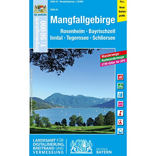 UK50-53 Mangfallgebirge: Rosenheim, Bayrischzell, Inntal, Tegernsee, Schliersee, Bad Aibling, Holzkirchen, Miesbach, Irschenberg, Wendelstein, ... Karte Freizeitkarte Wanderkarte)