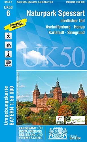 UK50-6 Naturpark Spessart nördlicher Teil: Aschaffenburg, Hanau, Karlstadt, Sinngrund, Seligenstadt, Gemünden a.Main, Lohr a.Main, Erlenbach a.Main, ... Karte Freizeitkarte Wanderkarte)