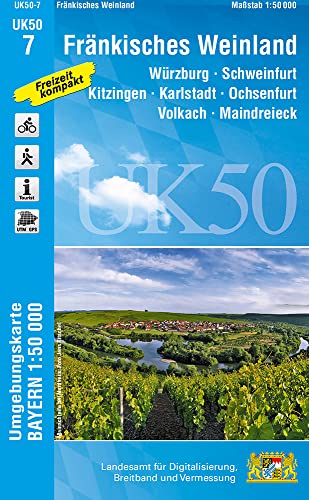 UK50-7 Fränkisches Weinland: Würzburg, Schweinfurt, Kitzingen, Karlstadt, Ochsenfurt, Volkach, Maindreieck, Arnstein, Gemünden a.Main, Dettelbach, ... Karte Freizeitkarte Wanderkarte)