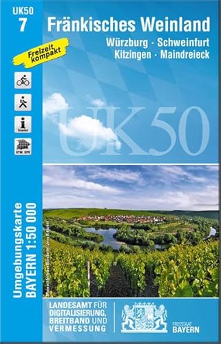 UK50-7 Fränkisches Weinland: Würzburg, Schweinfurt, Kitzingen, Maindreieck, Arnstein, Volkach, Gemünden a.Main, Karlstadt, Dettelbach, Veitshöchheim, ... Karte Freizeitkarte Wanderkarte)