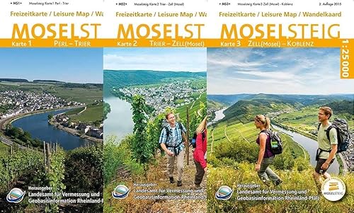 Moselsteig (WR) - 3-teiliges Kartenset: Topographische Karten 1:25 000 mit Wander- und Radwanderwegen mit dem Moselsteig von Perl bis Koblenz (Freizeitkarten Rheinland-Pfalz 1:15000 /1:25000)