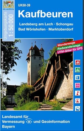 UK50-39 Kaufbeuren: Landsberg am Lech, Schongau, Bad Wörishofen, Marktoberdorf, Buchloe, Mindelheim: Landsberg am Lech, Schongau, Bad Wörishofen, ... Karte Freizeitkarte Wanderkarte)