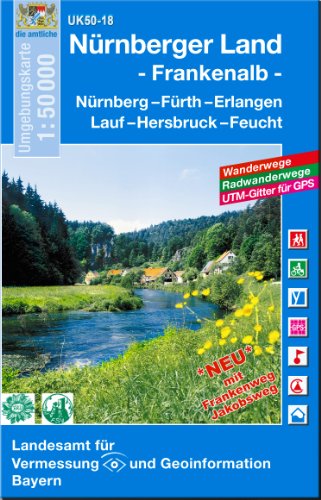 UK50-18 Nürnberger Land - Frankenalb: Nürnberg, Fürth, Erlangen, Lauf, Hersbruck, Feucht, Baiersdorf, Herzogenaurach, Allersberg, Altdorf b.Nürnbg., ... Karte Freizeitkarte Wanderkarte)