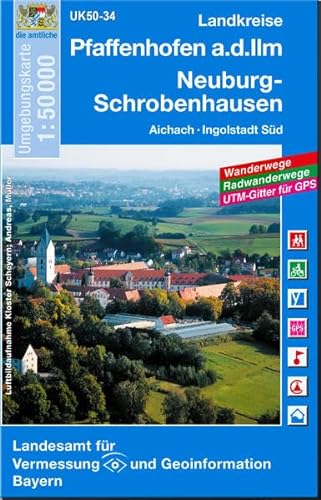 Pfaffenhofen - Neuburg - Donau 1 : 50 000: Mit Wanderwegen, Radwanderwegen und Gitter für GPS-Nutzer (UK 50 - 34): Aichach, Ingolstadt Süd. ... Karte Freizeitkarte Wanderkarte)