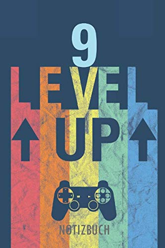9 LEVEL UP - NOTIZBUCH: Alles Gute zum Geburtstag - Ein liniertes Notizbuch für Kinder (6 Jahre alt) im stylischen Vintage-Gaming-Design.