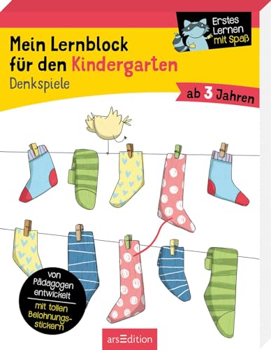 Mein Lernblock für den Kindergarten – Denkspiele: Übungen und Rätsel als Vorbereitung auf die Vorschule. Von Pädagogen entwickelt – mit tollen Belohnungsstickern – ab 3 Jahren