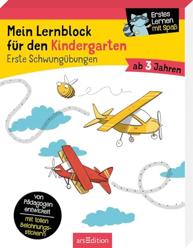 Mein Lernblock für den Kindergarten – Erste Schwungübungen: Nachfahr-Übungen und Schreibaufgaben als Vorbereitung auf die Vorschule. Von Pädagogen entwickelt – mit Belohnungsstickern – ab 3 Jahren