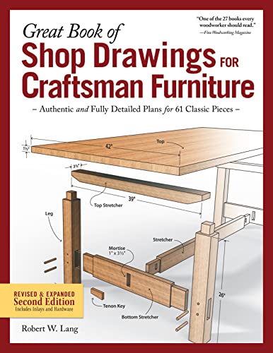Great Book of Shop Drawings for Craftsman Furniture, Revised & Expanded Second Edition: Authentic and Fully Detailed Plans for 61 Classic Pieces