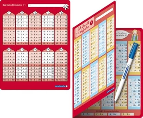 Das kleine 1x1 und Ich übe alle 1x1 Aufgaben mit Stift im Set: 2 Übungstafeln im großen Format, trocken abwischbar ohne zu schmieren und ohne Farbrückstände für die 2. Klasse von Sternchenverlag GmbH