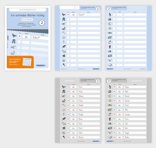 Ich schreibe Wörter richtig - Abreißblock 2 - Lernzielkontrolle - Kurze Wörter: Ein Klassensatz mit 30 Übungsblättern und 24 Bildern von sternchenverlag