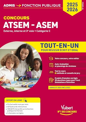 Concours ATSEM et ASEM - Catégorie C - Tout-en-un: Agent (territorial) spécialisé des écoles maternelles - Concours externe, interne, 3e voie - 2025-2026 von VUIBERT