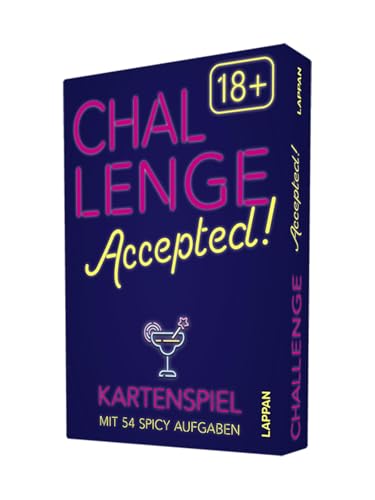 Challenge Accepted! 18+: Kartenspiel mit 54 spicy Aufgaben für deine Party | Fotoaufgaben, Trinkspiele und scharfe Wahrheit-oder-Pflicht-Karten | Partyspiel für Erwachsene ab 18 von Lappan