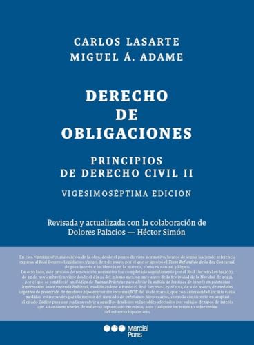 Principios de Derecho Civil. Tomo II: Tomo II. Derecho de obligaciones 27.ª ed. (Manuales Universitarios) von Marcial Pons Ediciones Jurídicas y Sociales, S.A.