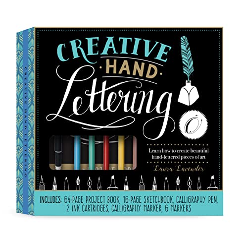 Creative Hand Lettering Kit: Learn how to create beautiful hand-lettered pieces of art-Includes: 64-page Project Book, 16-page Sketchbook, Calligraphy ... Ink Cartridges, Calligraphy Marker, 6 Markers von Chartwell Books