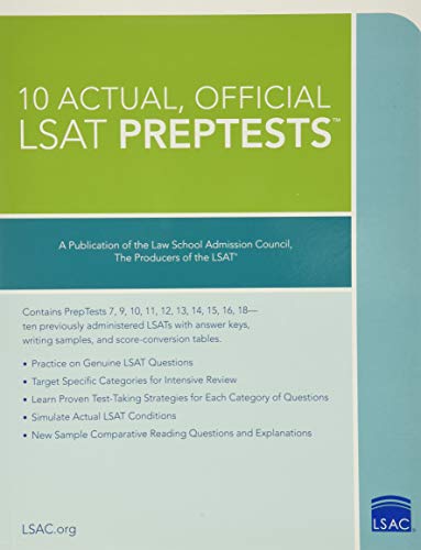 10 Actual, Official LSAT Preptests: (preptests 7,9,10,11,12,13,14,15,16,18) (LSAT Series)