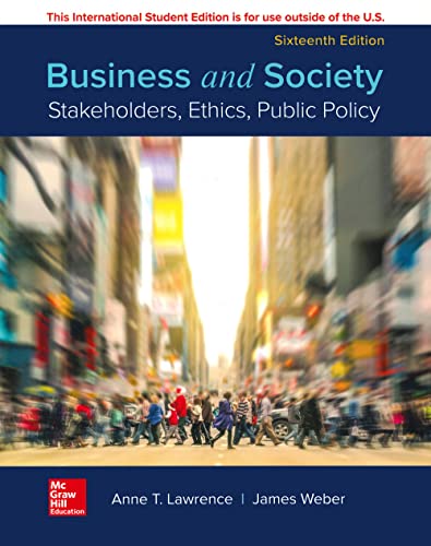 ISE BUSINESS AND SOCIETY: STAKEHOLDERS ETHC PUBLIC POLICY (Scienze) von McGraw-Hill Education