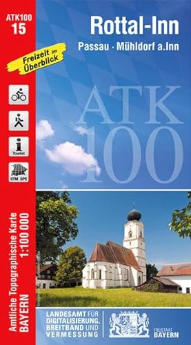Freizeitkarte 15 Rottal-Inn ATK 100-15: Passau, Mühldorf a. Inn. UTM. GPS (ATK100 Amtliche Topographische Karte 1:100000 Bayern)