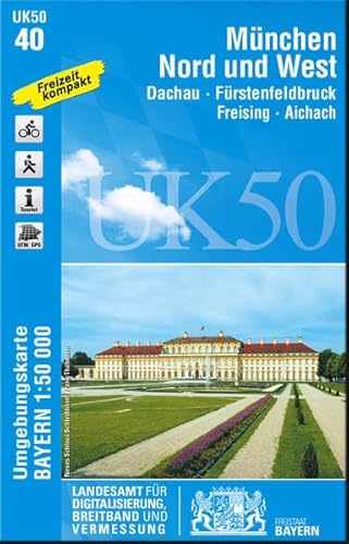 München Nord und West 1 : 50 000: Fürstenfeldbruck, Dachau, Freising-Aichach. (UK 50-40). Wanderwege, Radwanderwege, UTM-Gitter für GPS: Dachau, ... Karte Freizeitkarte Wanderkarte)